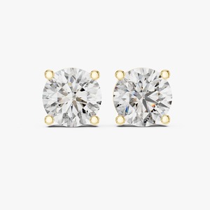 Boucles d'oreilles clous en diamant taille ovale en or jaune, bijoux de mariage classiques pour femme - Product Image 2