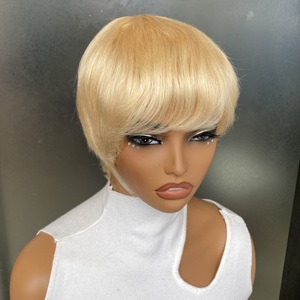 วิกผมสั้นสีบลอนด์ 613 แบบตรง ความยาวประบ่า ทรงพิกซี่คัท มีหน้าม้า ไม่ต้องใช้กาว ขายส่ง - Product Image 2