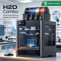 Imprimante 3D FDM H2D Combo Version UE/Royaume-Uni, débloquée globalement, connexion libre, nivellement automatique, imprimante 3D de bureau fermée haute vitesse