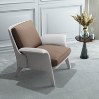 Mobilier de créateur italien en tissu de cuir OEM, ensemble de chaises de salon d'hôtel avec repose-pieds à dossier haut