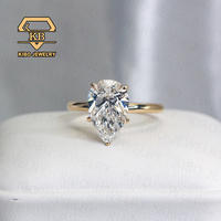 Bague de fiançailles personnalisée en or 14 carats style mariage avec moissanite poire 3 carats pour femme