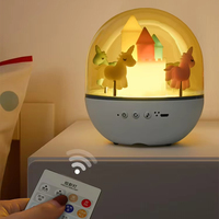 Lampe de chevet LED rotative télécommandée en forme de carrousel, décoration de chambre, veilleuse USB, boîte à musique pour chambre d'enfant