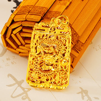 Collar con Colgante de Dragón Clásico Chapado en Oro de 24k, Joyería Hip Hop para Hombres y Mujeres