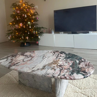 Table basse ronde en marbre rose Afyon Cammy Stone, plateau bas, multifonctionnelle, mobilier de salon de luxe