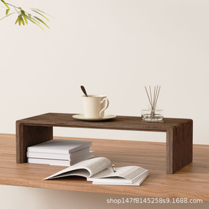 Solid Wood Monitor Riser Stand <b>Desktop</b> Computer Base Paulownia Wood <b>Shelf</b> Simple Design Office Desk Organizer Durable - Product Image 2