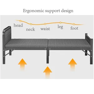 Cama de invitados plegable de metal Cama de acero de tubo cuadrado Cama plegable individual para habitación de invitados