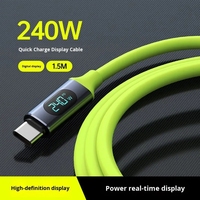 Nuevo Cable de Carga Rápida USB C de Silicona con Pantalla Inteligente PD de 240 W y Chip E-MARK, Velocidad de Transferencia de Datos de 480 Mbps, 2025
