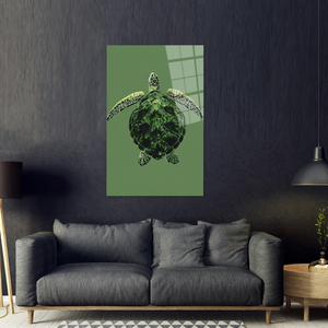 Elegant Green Animal Print: Modern Printed <b>Canvas</b> Artwork,TEMPERED GLASS ART - Product Image 3