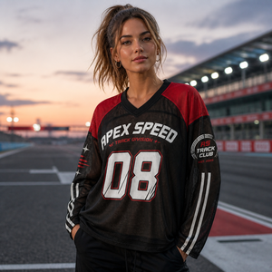 เสื้อเจอร์ซีย์ตาข่ายแขนยาวทรงโอเวอร์ไซส์สำหรับผู้หญิง สไตล์ฟุตบอล Y2K สตรีทแวร์ เสื้อสำหรับวันแข่งขัน - Product Image 3