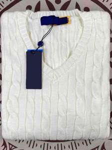 Pull Brodé Logo <span class=keywords><strong>RL</strong></span> Ralph Vrai Visuel Tricoté Torsadé Col en V Automne-Hiver Pour Femme - Product Image 2