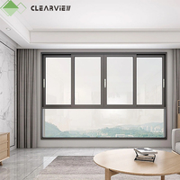 Ventanas y Puertas Corredizas Plegables de Madera con Marco Anodizado Clearview 2023, Resistentes a Huracanes, Doble Acristalamiento Templado, para Exteriores de Hoteles