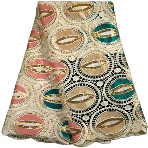 Afrika gipür dantel kordon payetli kumaş 2023 yüksek kalite nijeryalı dantel kumaş Rhinestones afrika moda sustainable3338