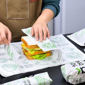 Papier d'emballage alimentaire recyclable personnalisé avec logo, papier alimentaire recyclable de qualité alimentaire pour sandwichs, emballage alimentaire pour boulangerie, emballage à emporter - Product Image 4