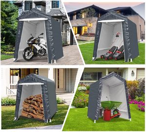 Abri de <span class=keywords><strong>moto</strong></span> et de voiture portable 6x8x7 pieds, imperméable aux UV, ignifuge, couverture de stockage, <span class=keywords><strong>abris</strong></span> de camping, auvent, abri de jardin, nature - Product Image 4