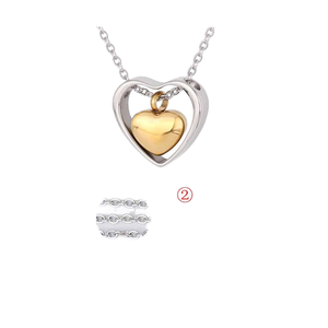 Ricordo doppio cuore amore urna collana oro placcato in acciaio inox commemorativo cremazione gioielli per ceneri per bambini - Product Image 5