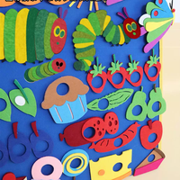 Yueming Materiale Didattico per Asili Nido: Libri Illustrati in Feltro 'I Bruconi Affamati' - Decorazione Murale per Aula di Inglese dal Design Contemporaneo