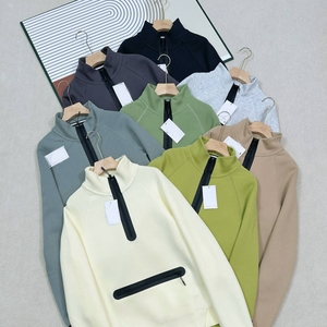 เสื้อสเวตเชิ้ตผู้ชายแบบซิป ¼ ตัว ผ้าถัก สีพื้น แห้งเร็ว สปอร์ต ใส่สบายๆ สำหรับฤดูใบไม้ร่วง - Product Image 5