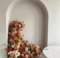 Composition florale d'angle pour chemin de table de mariage, rose orange terre cuite, en soie artificielle, écologique, réutilisable, guirlande florale d'automne
