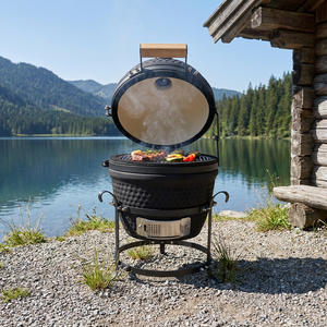 Barbecue au charbon <span class=keywords><strong>de</strong></span> bois en céramique moderne Auplex AU-13, réglable, sans fumée, portable, mini Kamado en acier, 13 pouces, forme œuf - Product Image 1