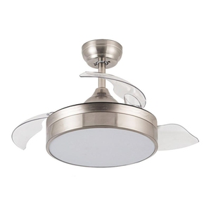 Ventilador de techo LED con acabado en níquel, regulación de temperatura de color, ideal para refrigerar y ambientar espacios. - Product Image 1