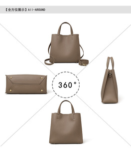 Bolso de Mano de Cuero Genuino para Mujer, Piel de Vacuno de Primera Capa, Bolso de Hombro, Bandolera, Bolso Tote, Bolso Tipo Cubo de Gran Capacidad - Product Image 4