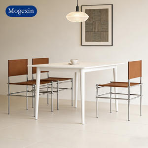 Modern PU <b>Leather</b> Dining <b>Chair</b> with Stainless Steel Legs Comfortable & Durable Design <b>for</b> School Home Restaurant Use - Product Image 4