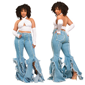 Large Size Women's New Skinny Breathable Denim <strong>Micro</strong> Horn Long Jeans <strong>Source</strong> - Product Image 1
