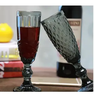 แก้วไวน์แดงแกะสลักสไตล์วินเทจขนาด150มล. ถ้วยแก้วค็อกเทลผลไม้แนวยุโรปถ้วยแก้วสำหรับใช้ในบ้าน