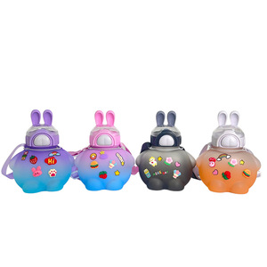 Cartoon Rabbit Straw Cup Gradient Color Large Capacity Plastic Cup Outdoor Carrier For Children And Students - Product Image 5