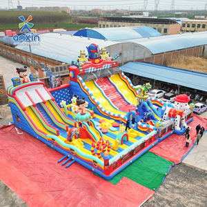 Château gonflable géant commercial sur le thème personnalisé en usine avec toboggan, mur d'escalade, trampoline pour locations de fêtes et lieux - Product Image 1