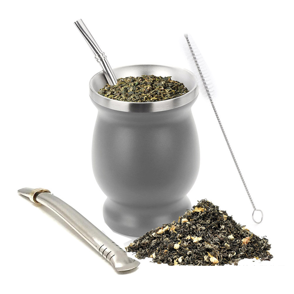 Gris + Paille de cuillère + Pinceau + Paille plate