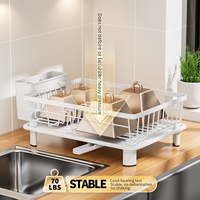Égouttoir à vaisselle blanc avec égouttoir égouttoir de rangement de cuisine égouttoir à vaisselle avec bac d'égouttage en plastique