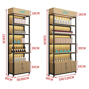 מדפי גונדולה חד-צדדיים מודרניים מפלדה ועץ לתצוגת מזון בחנויות נוחות - Product Image 3