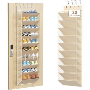 ที่เก็บรองเท้าแบบแขวนประตู 10 ชั้น พร้อมช่องเก็บของลึกสำหรับรองเท้า 20 คู่ - Product Image 1