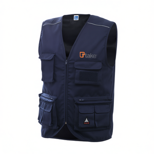 Ttake Summer Multi Pocket Vest Workwear Grey Size S - Product Image 2
