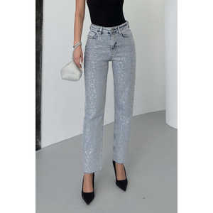 Jeans Boyfriend à imprimé léopard respirant pour femmes, taille basse, style gothique, skinny, bootcut, nœud floral, design déchiré, style camionneur - Product Image 1