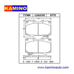 Pastillas de Freno de Disco para TOYOTA GDB3197/D772 WEVER/<span class=keywords><strong>KAMINO</strong></span> Libres de Asbesto - Product Image 2