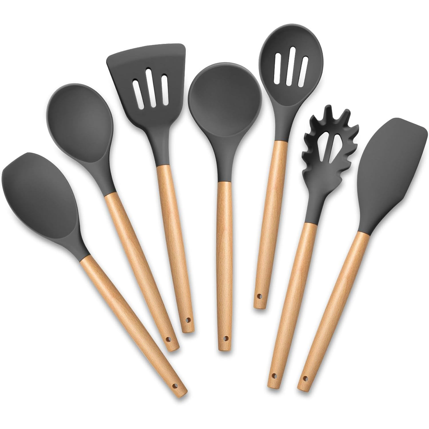 สีดำ-ชุด12ชิ้นพร้อมด้ามไม้710กรัม