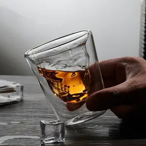 New Double-walled Glass Skullcandy Design Design 100ml 150ml Unique Transparent Bar Glassware Whiskey Shot Glasses