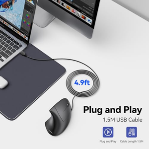 Souris verticale filaire ergonomique de cinquième génération avec une conception confortable pour les droitiers - Product Image 5