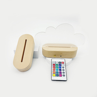 Veilleuse intelligente 3D LED 16 couleurs avec contrôle tactile, base lumineuse en bois, plaque acrylique imprimable, mémo DIY, dessin pour enfants, décoration de chambre