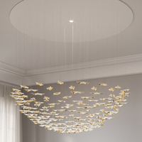 Lustre en porcelaine, projet personnalisé, lumière élégante en forme de feuille, lustre suspendu fait main, luminaire suspendu pour salon