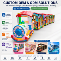 Train électrique pour enfants 13 places en promotion avec lumières LED, musique et effet de fumée, personnalisable pour usage domestique, parcs, centres commerciaux, écoles et excursions