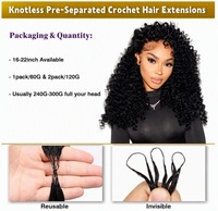 Extensions de cheveux humains au crochet, sans nœuds, pré-séparées, bouclées birmanes P4/30, pré-bouclées pour tresses