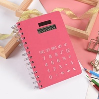 Bloc-notes en PU avec fonctions de calculatrice, stylo, cadeau promotionnel, logo personnalisé, marque privée, calculatrice solaire à 8 chiffres