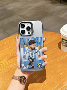 Coque de téléphone pour <span class=keywords><strong>iPhone</strong></span> 16/15/14/<span class=keywords><strong>13</strong></span>/12 ProMax, motif de joueur de football bleu et blanc, dégradé multicolore, coque personnalisée - Product Image 4