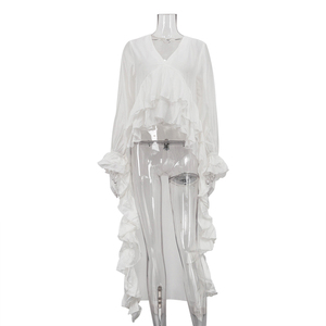 Abbigliamento moda ultimo Design elegante camicetta a maniche lunghe Top estivo 2025 donna donna bianco <span class=keywords><strong>con</strong></span> <span class=keywords><strong>volant</strong></span> Top Para Mujeres - Product Image 4