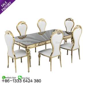 Table et chaises de mariage en acier inoxydable doré, très vendues, pour hôtel, banquet, événement, salle à manger, ensemble de meubles de mariage - Product Image 1