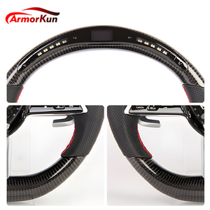 Volant de course en fibre de carbone avec LED et 3 branches en cuir pour modèles <span class=keywords><strong>Mercedes</strong></span>-Benz W205/W213/W177/W166/C43/C63/E63/CLS/<span class=keywords><strong>GLE</strong></span> - Product Image 3