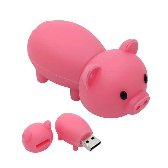 Cartoon Pig PVC 2.0 USB Flash Drive 4GB 8GB 16GB 32GB Custom Logo 3.0 64GB Pen Drive Promotional Gift 128GB USB Memory Stick